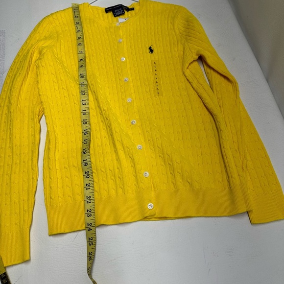 Ralph Lauren sport Yellow Cable Knit Cardigan Sweater size large NWT - Picture 3 of 8